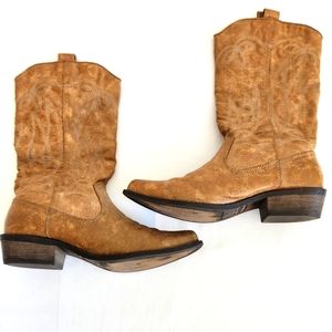 Coconuts Brown Mid Calf Western Style Cowboy Cowgirl Boots Size 7-8